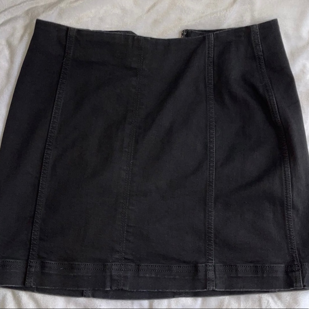 Black denim pencil skirt